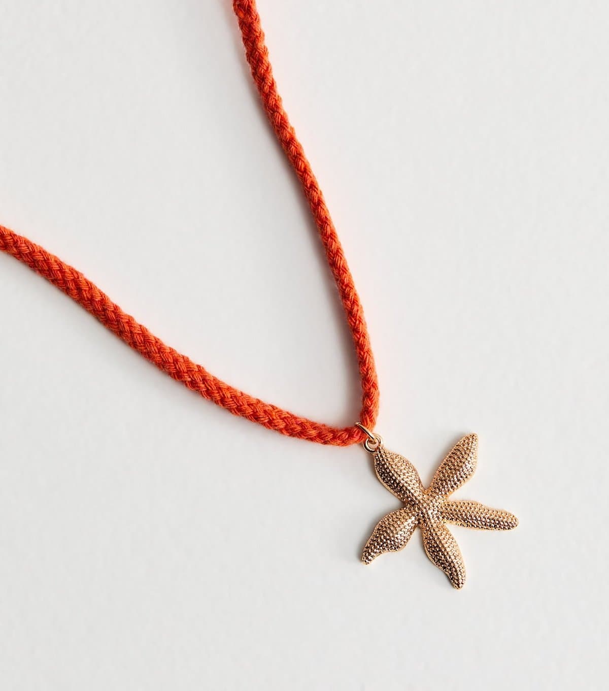 New Look Bright Orange Rope Starfish Pendant Necklace New Look