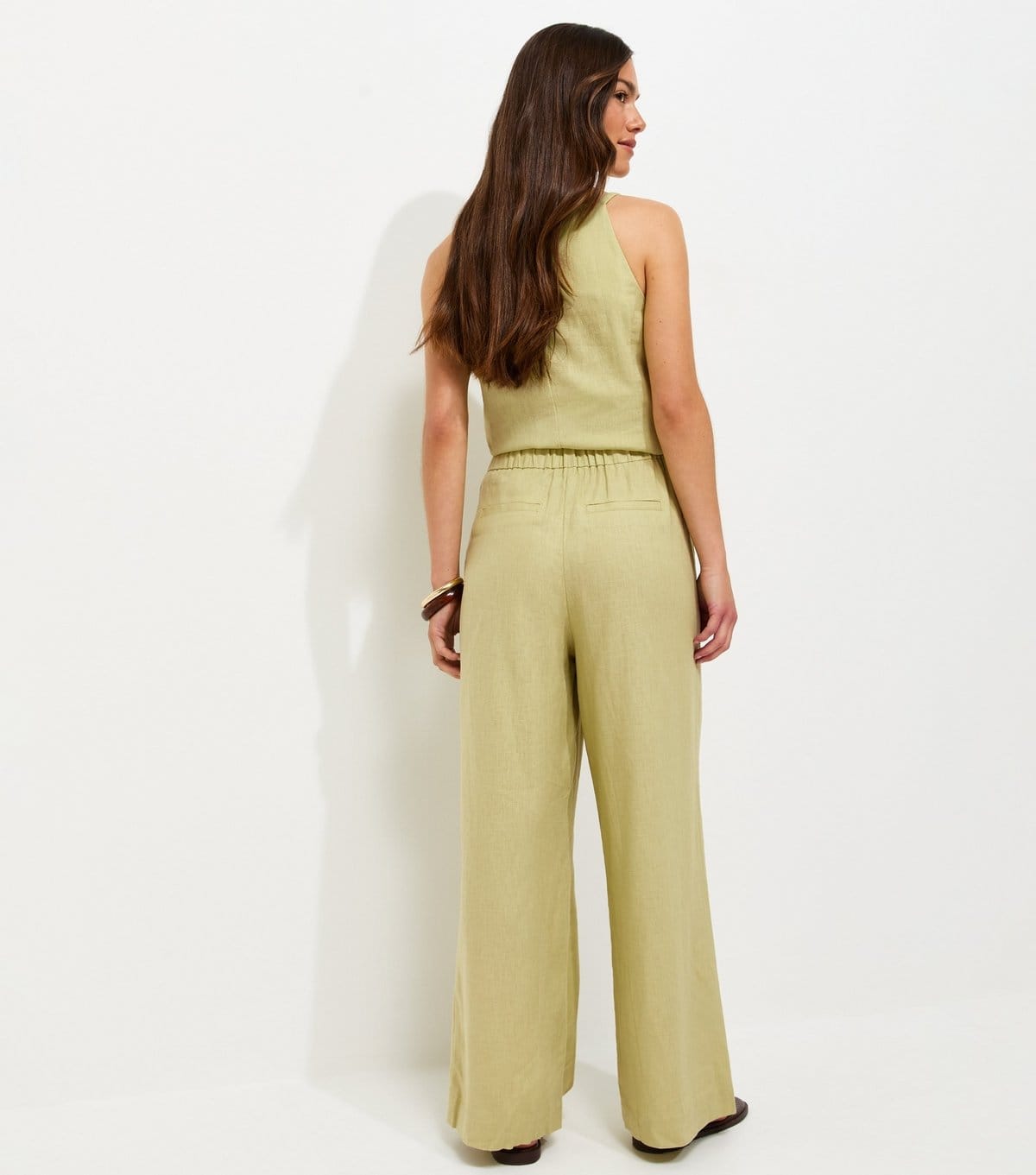 New Look Women's Petite Light Green Linen Rich Tailored Trousers New Look - 4