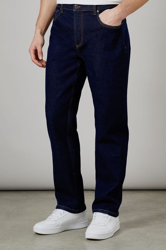 Burton Burton Men's Rinse Wash Stretch Straight Fit Jeans in Dark Blue - 2