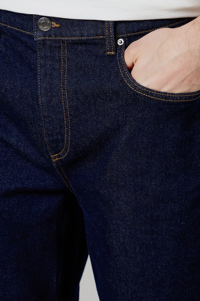 Burton Burton Men's Rinse Wash Stretch Straight Fit Jeans in Dark Blue - 3