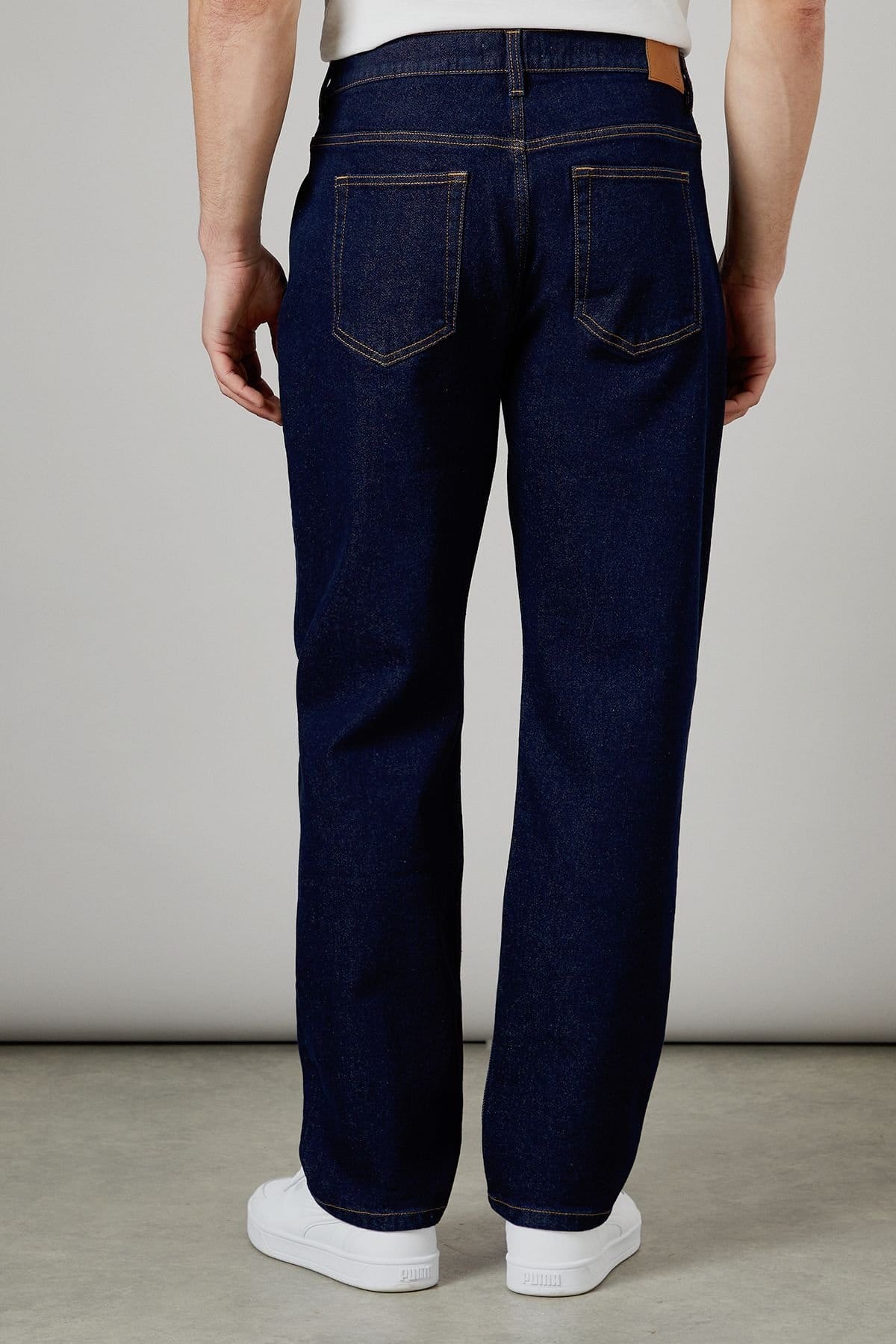 Burton Burton Men's Rinse Wash Stretch Straight Fit Jeans in Dark Blue - 4