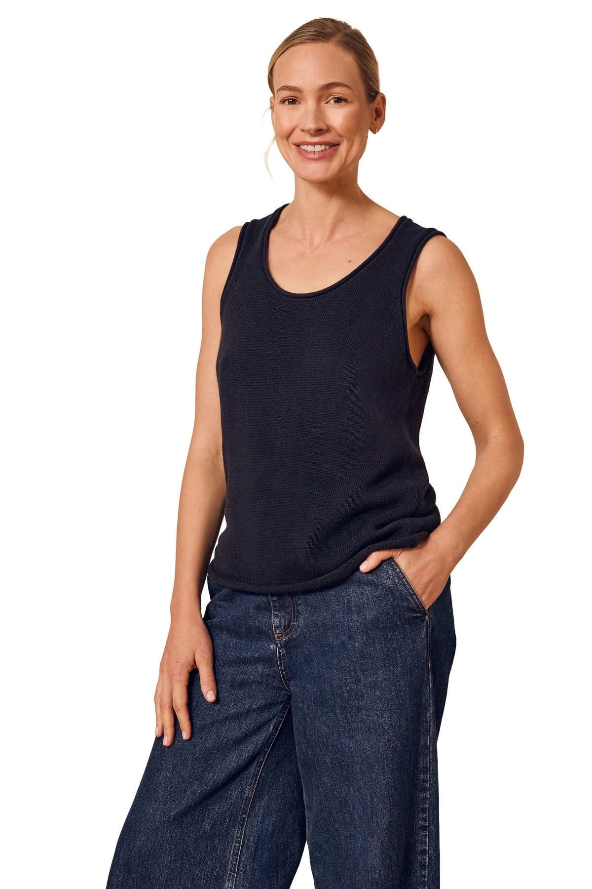 Celtic & Co Dark Navy Scoop Neck Knitted Tank Top
