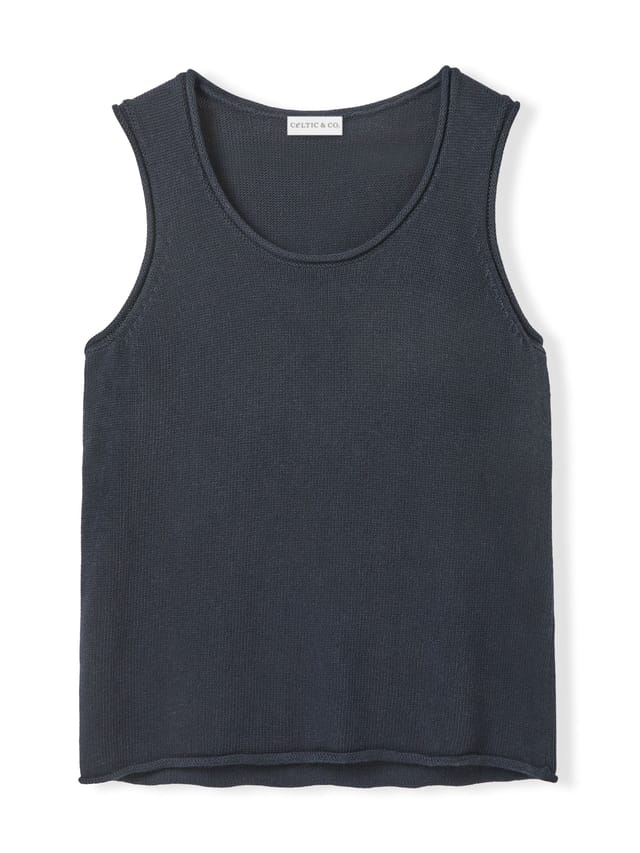 Celtic & Co Celtic & Co Women's Scoop Neck Knitted Tank Top in Dark Navy - 2