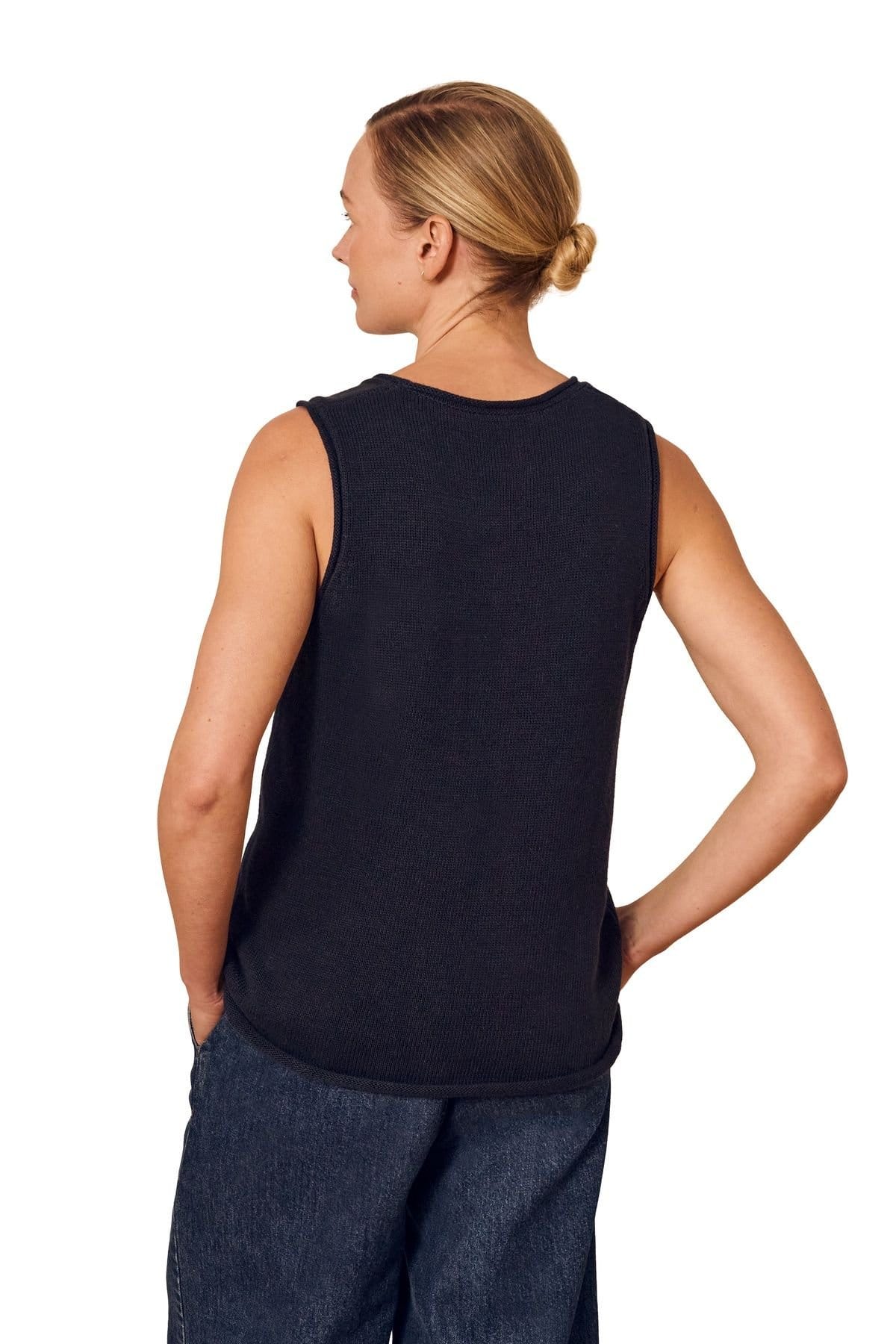 Celtic & Co Celtic & Co Women's Scoop Neck Knitted Tank Top in Dark Navy - 4