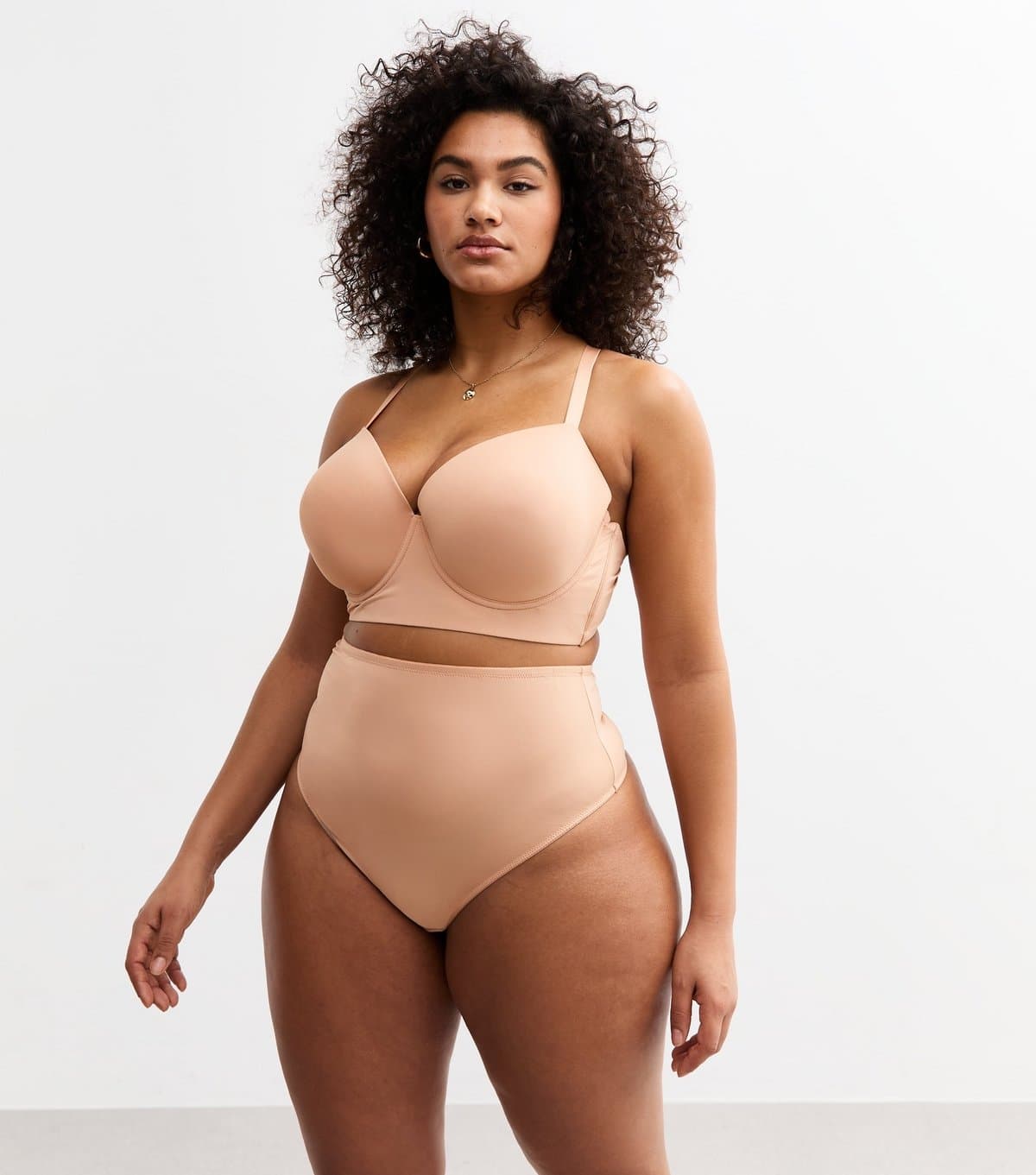 New Look Women's Plus Size Tan High Waisted Micro Thong Curves New Look