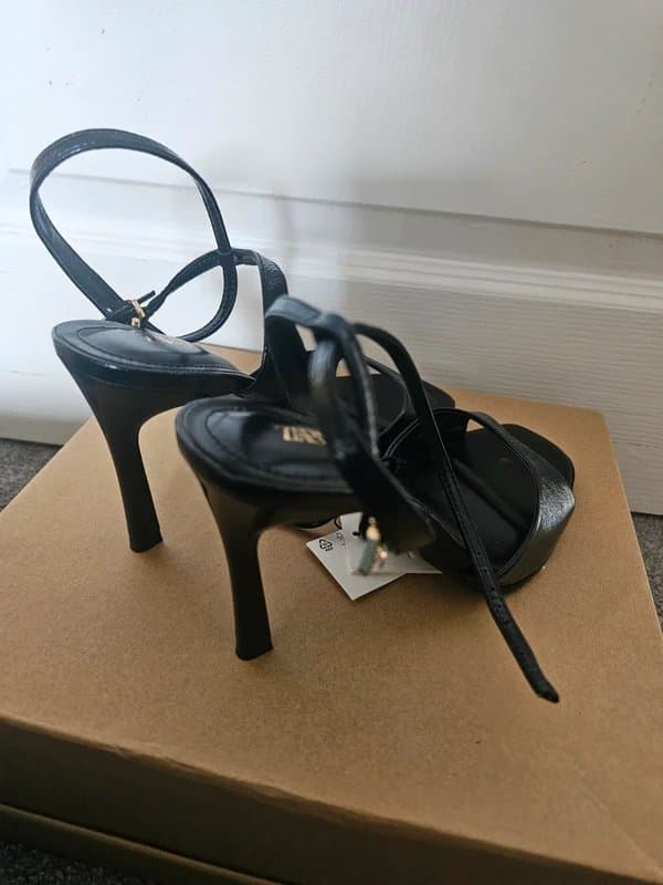 Zara ZARA Black Patent High Heel Sandals NWT Size 4 / 37
