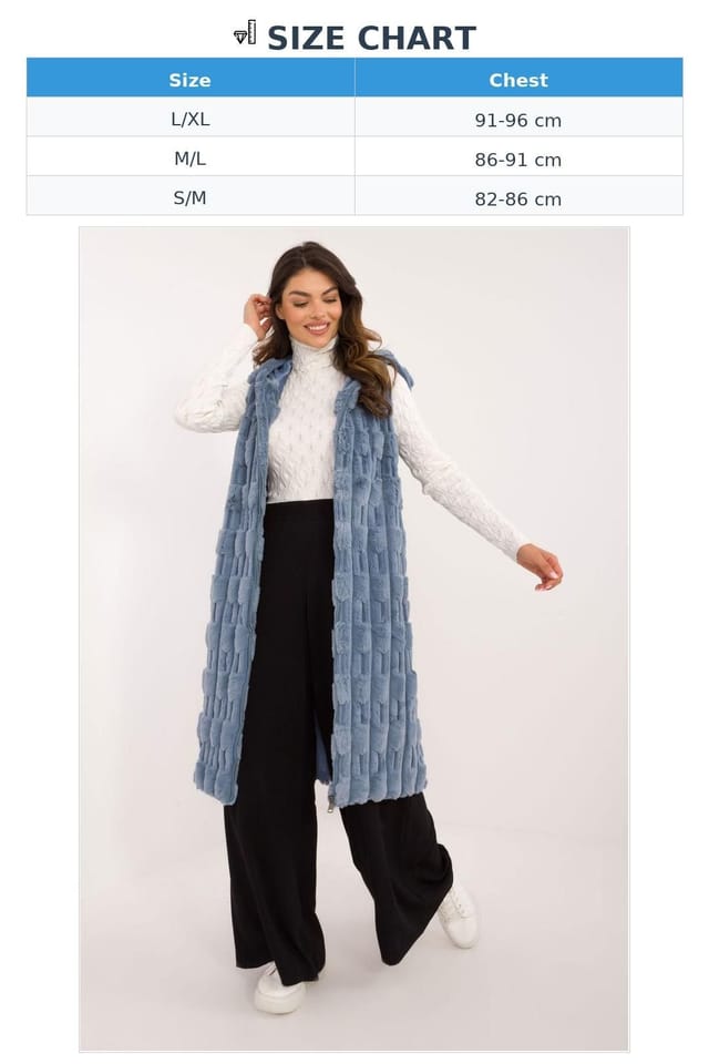 Love Lace Love Lace Women's Elegant Hooded Faux Fur Vest with Zip Pockets in Blue - 3