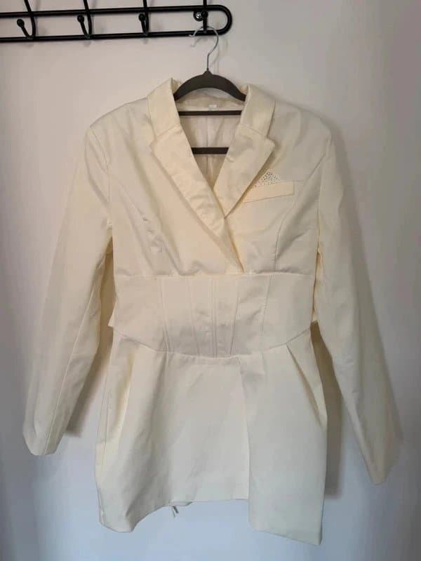 no tag Ivory Blazer Dress with Corset Detail
