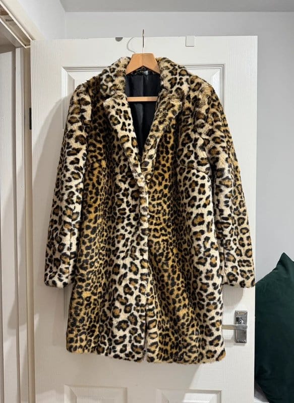 F&F F&F Leopard Print Faux Fur Coat – Size 14 - 1