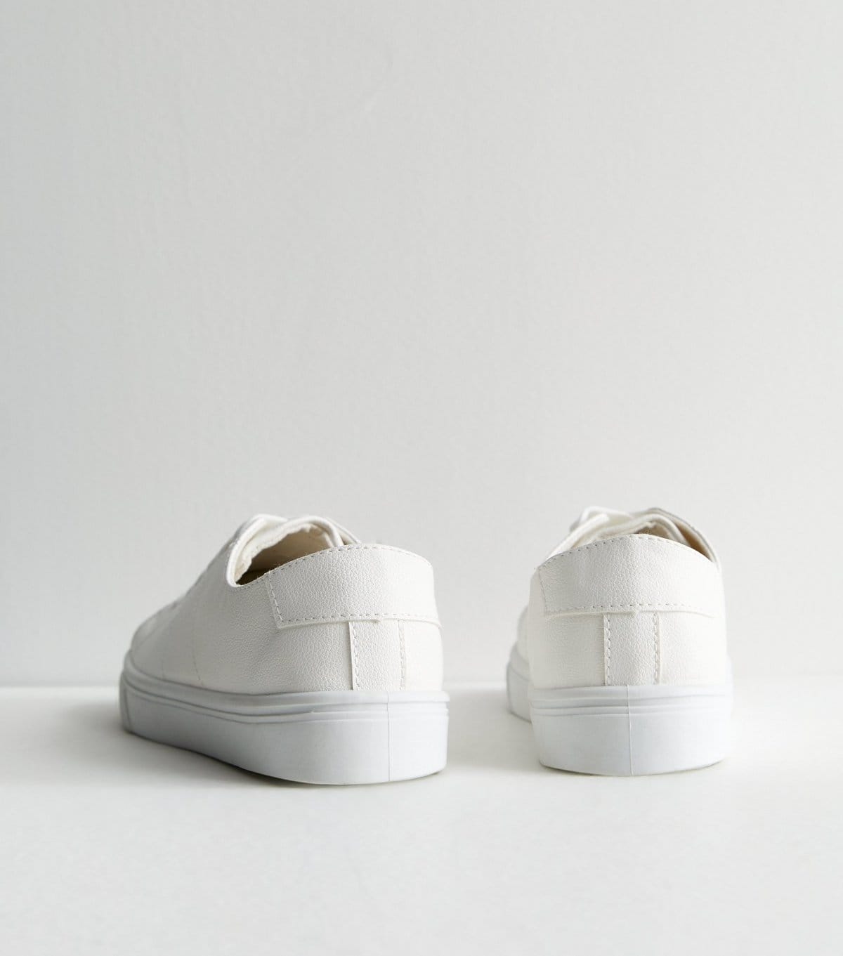 New Look Women's White Leather-Look Trainers New Look - 4