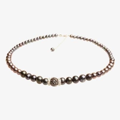 T.H.Baker T.H.Baker Silver Black Pearl Cubic Zirconia Necklace