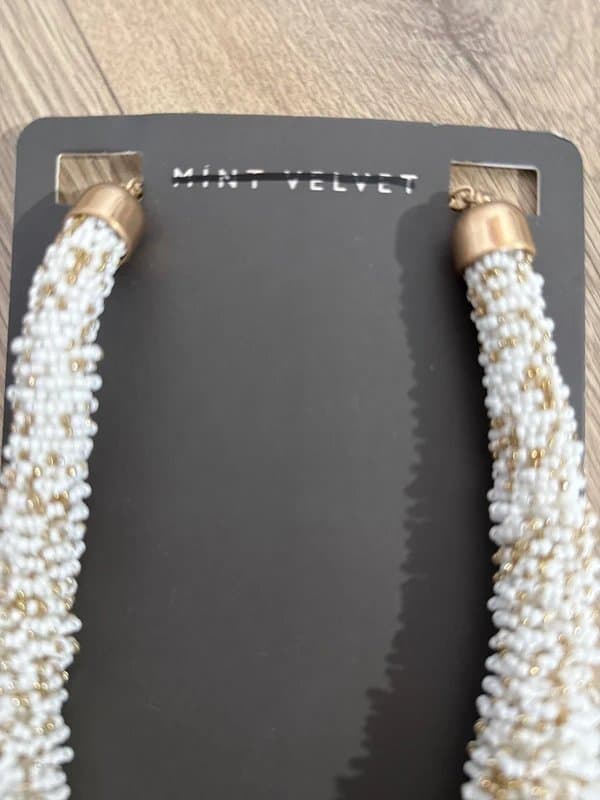 Mint Velvet New Mint Velvet White and Gold Chunky Bead Necklace