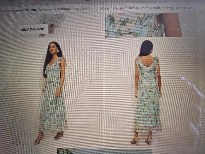 New Look New Look ruffled blue floral chiffon dress.  Size 18.