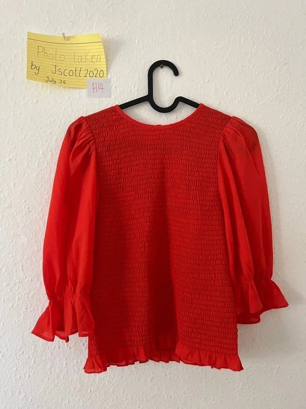 Oasis Vibrant Orange Smocked Blouse Top