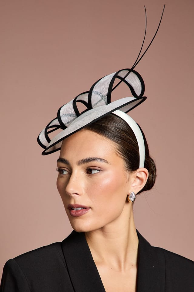 Coast Coast Women's Twist Loop & Quill Fascinator in Mono - 2