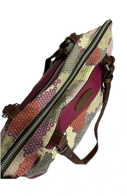 Fossil Fossil Ladies “Vanessa” Canvas & Leather Large Shoulder Totes Bag