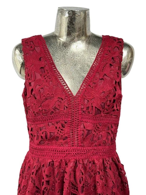 New Look New look premium dress size medium 12 wine red women's lace new eu40 rrp £49