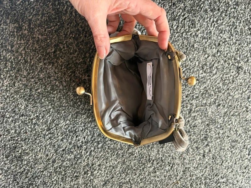 New Look New Look, silver/grey velvet evening bag with tags