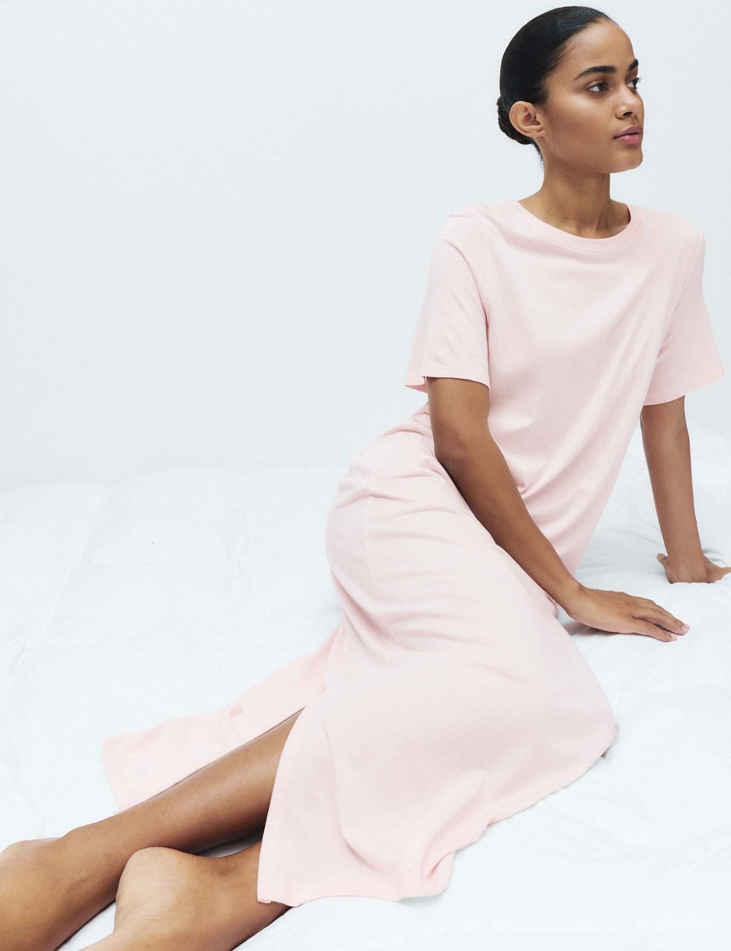 Marks & Spencer M&S Cotton Modal Nightdress Soft Pink