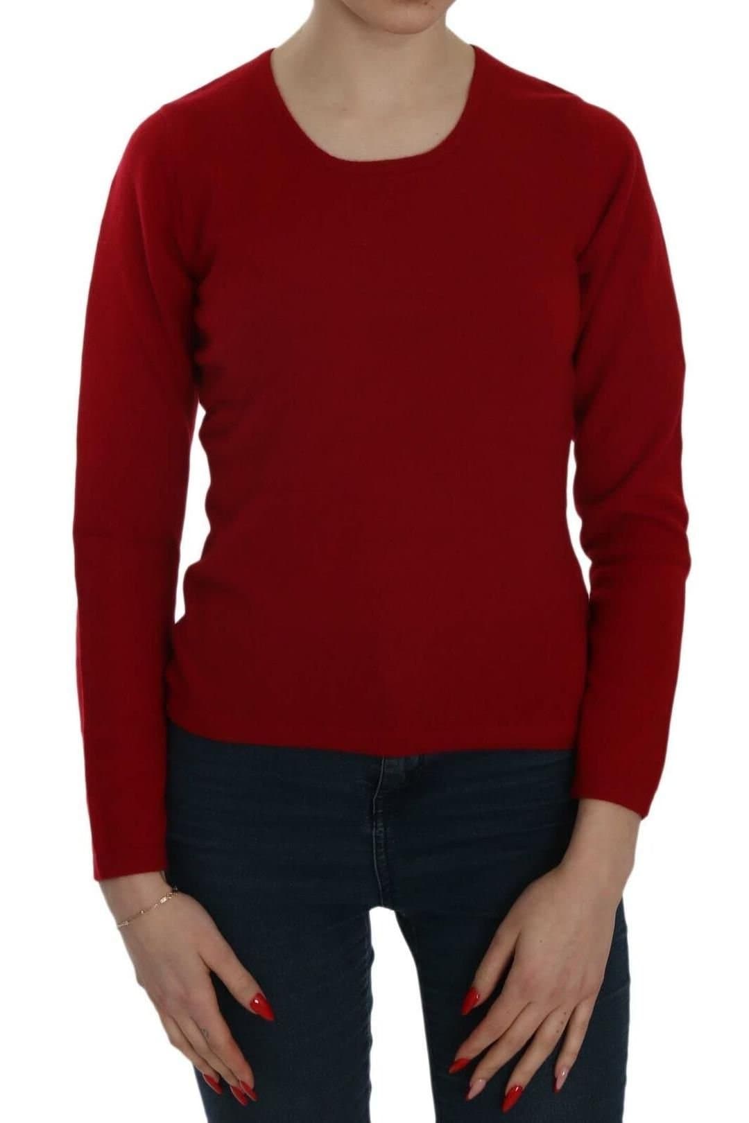 Mila Schon Mila Schon Women's Red Round Neck Pullover Cashmere Sweater
