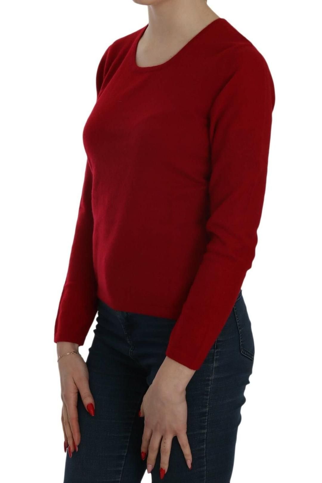 Mila Schon Mila Schon Women's Red Round Neck Pullover Cashmere Sweater - 3