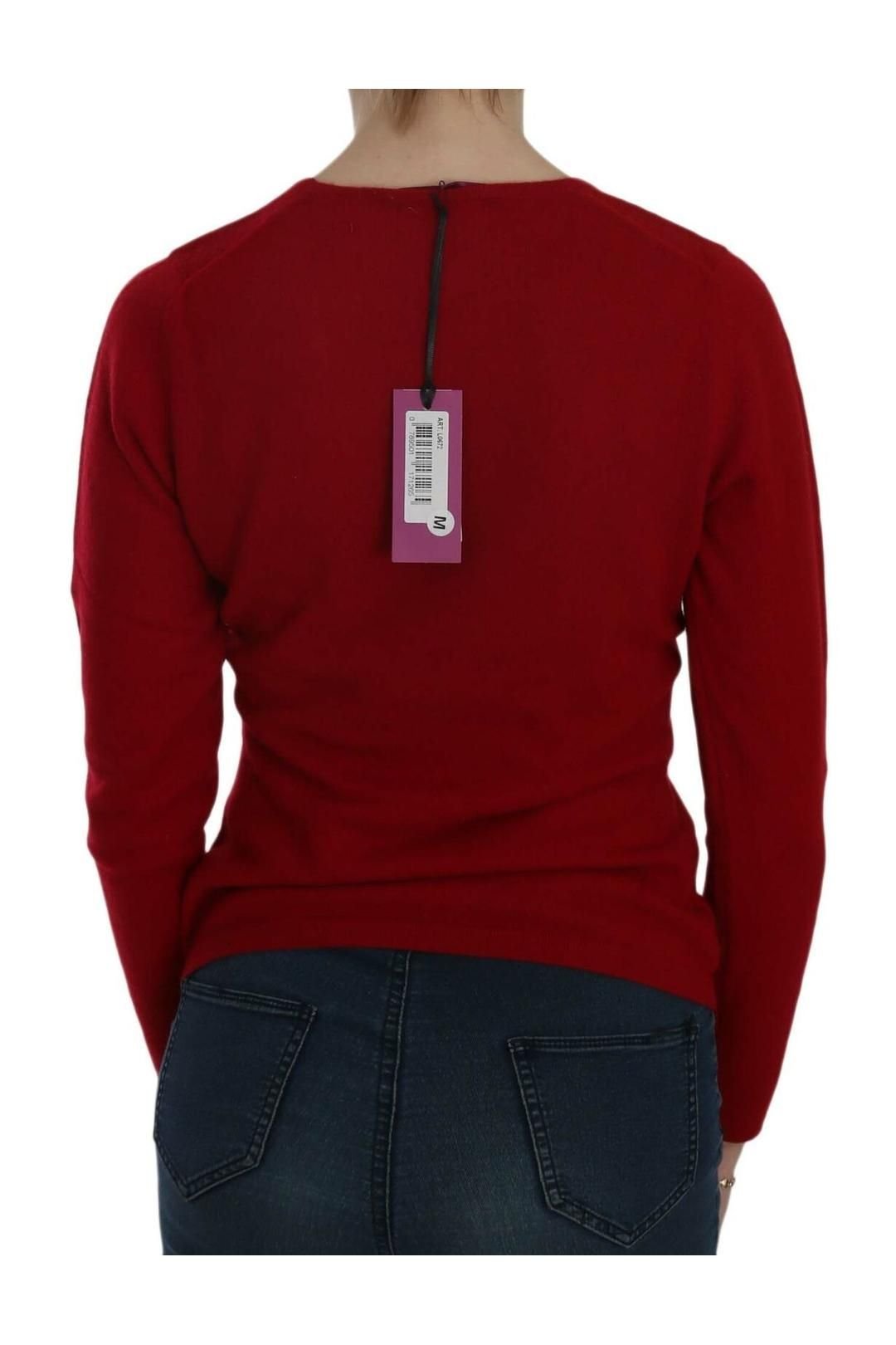 Mila Schon Mila Schon Women's Red Round Neck Pullover Cashmere Sweater - 4