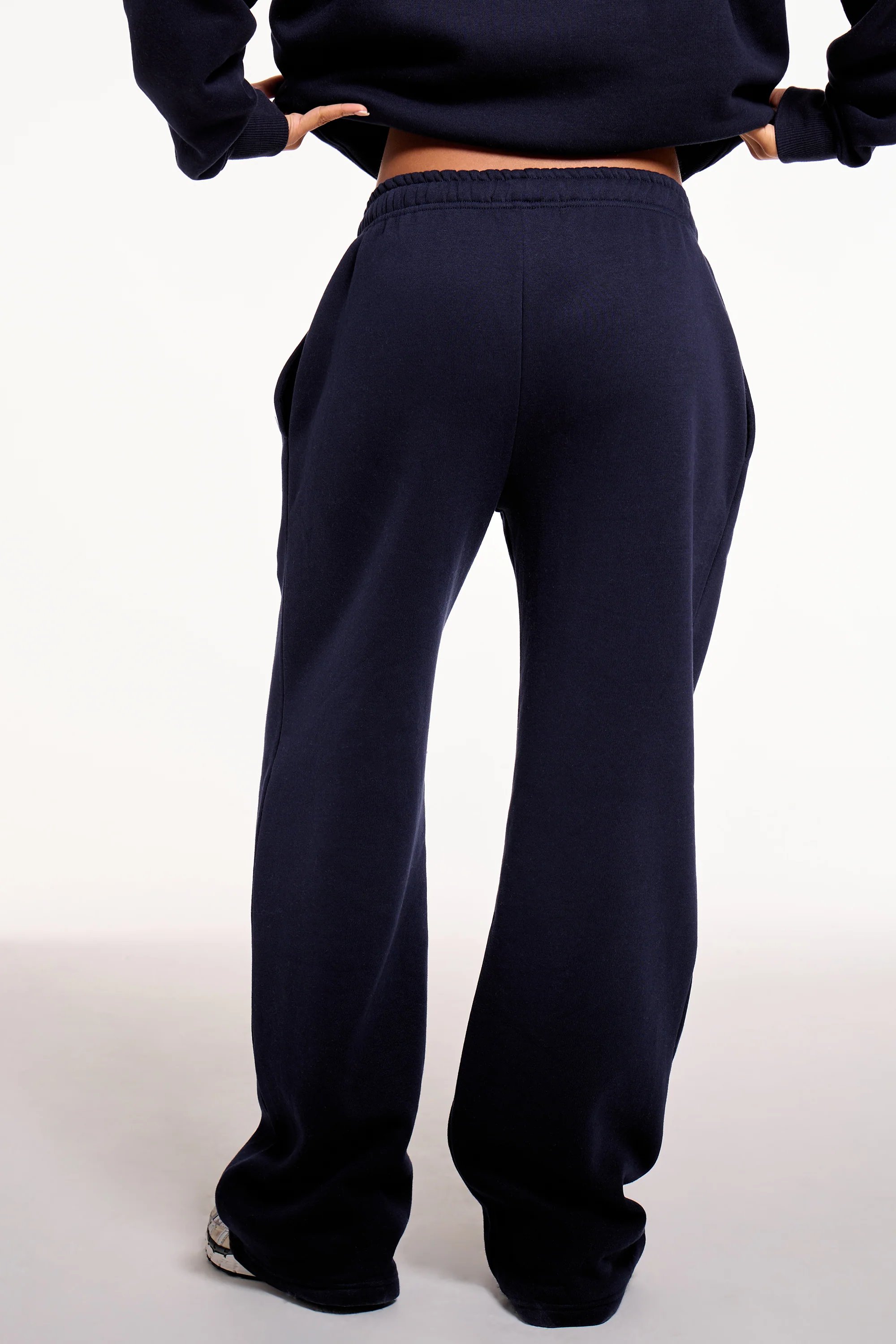 Kaiia Kaiia Chrome Logo Mid Rise Wide Leg Joggers Navy - 4