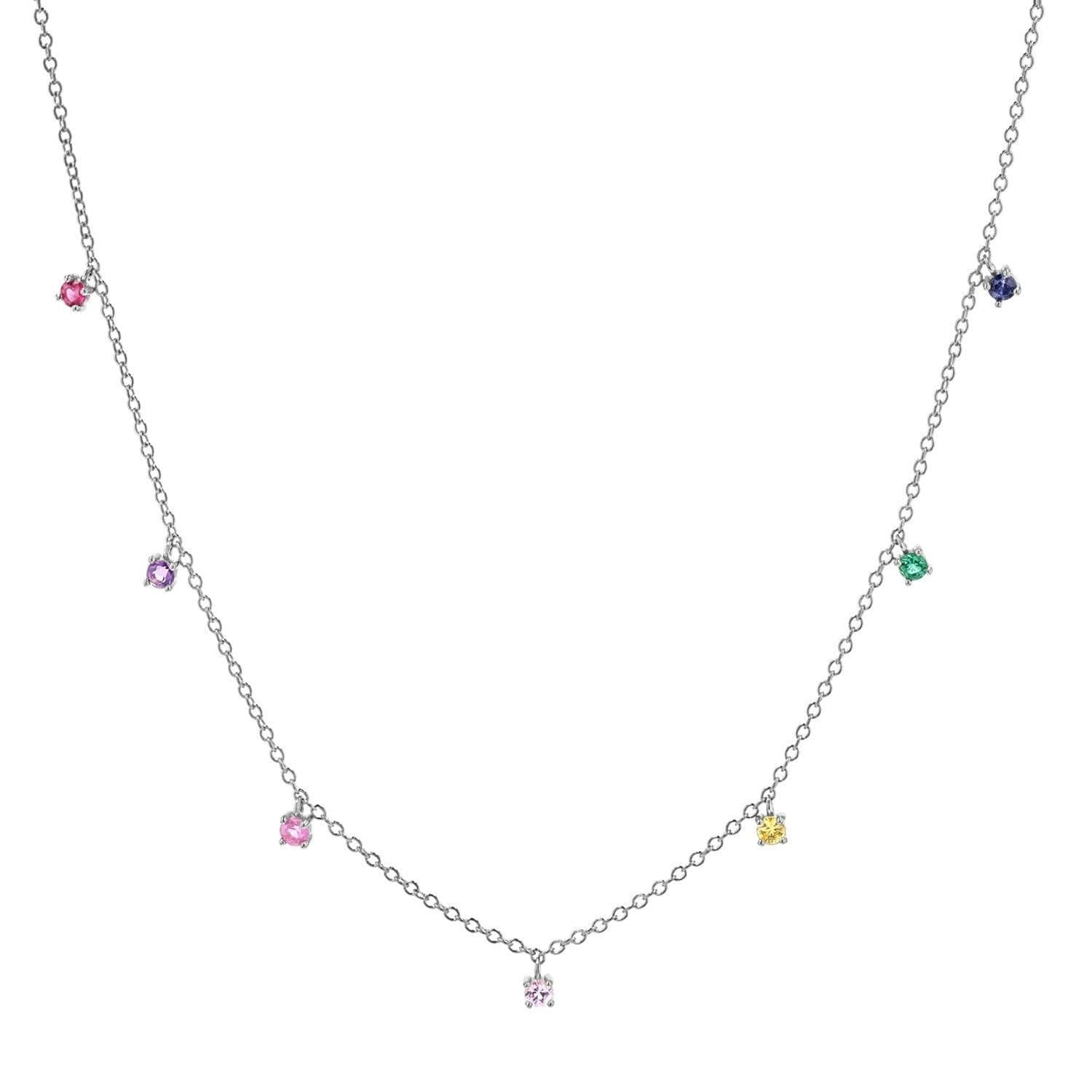Gold Trip Gold Trip Women's Rainbow Multi Gemstone Necklace in Silver