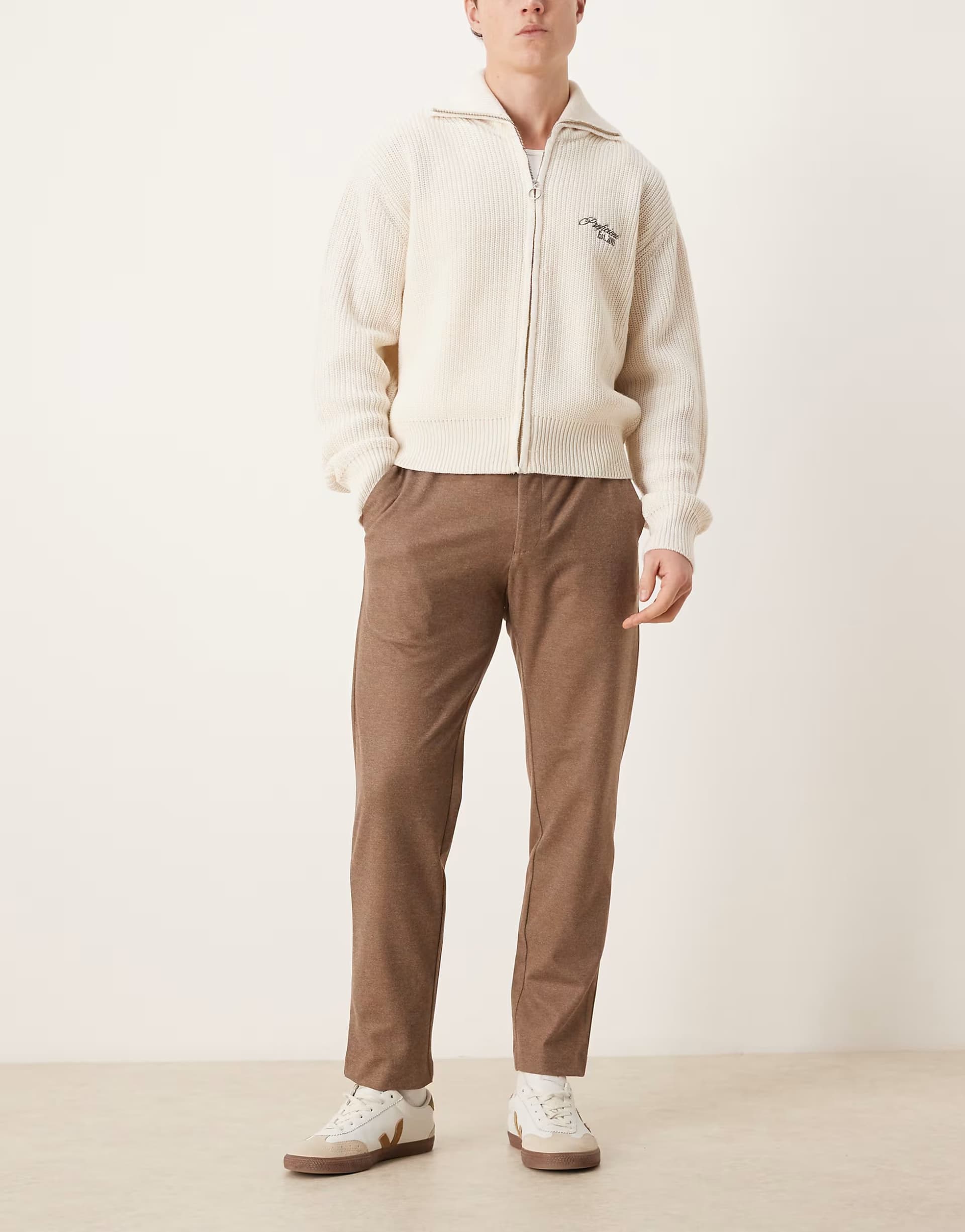 ASOS Mango woven jogger in brown