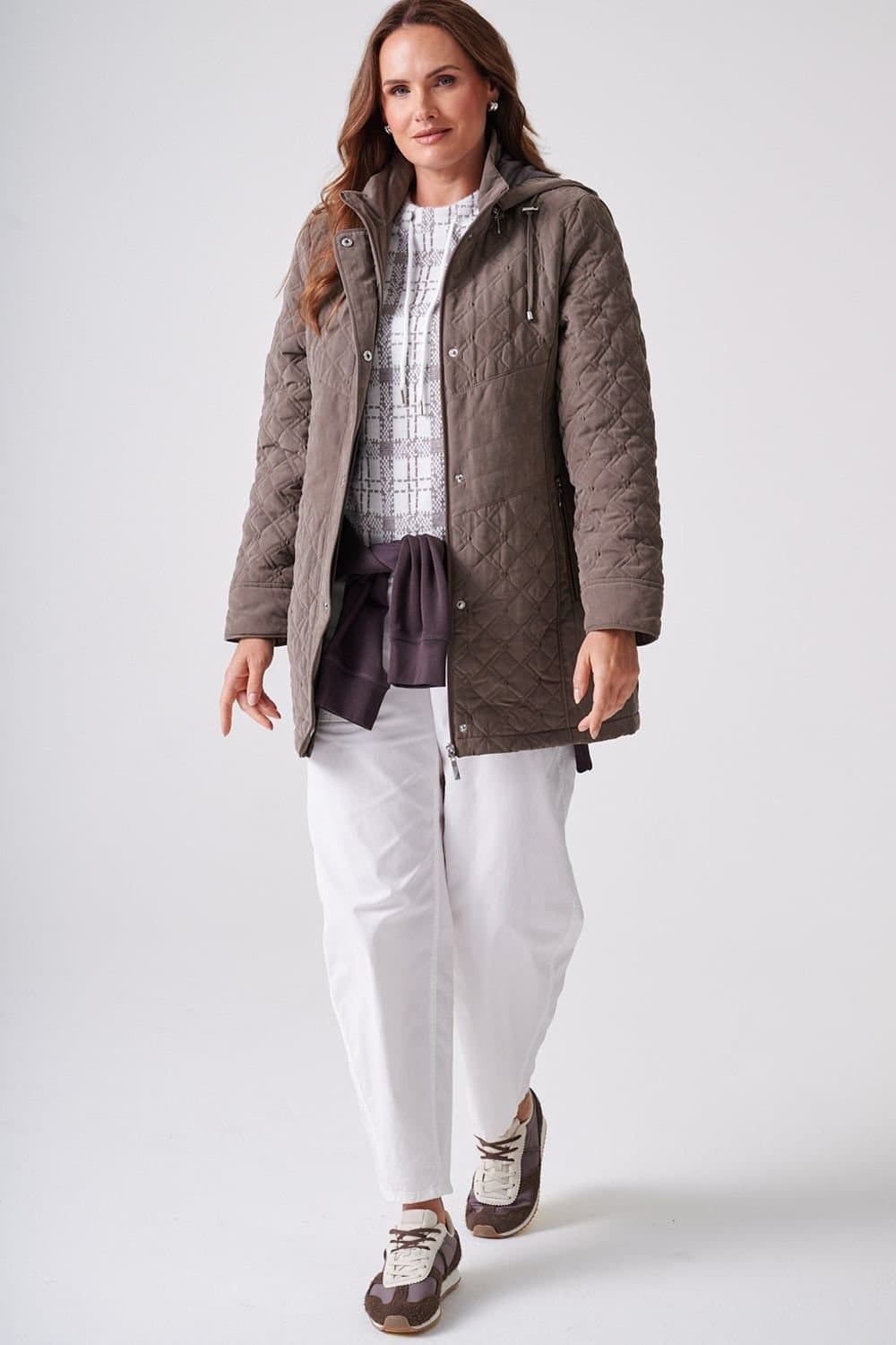 Anna Rose Anna Rose Women's Hooded Quilted Coat in Chocolate
