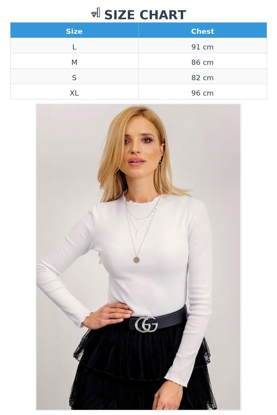 Love Lace Love Lace Women's Long Sleeve Basic Blouse with Wavy Hem Style 169835 in White - 4