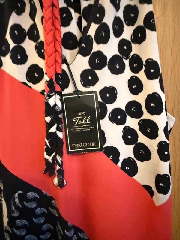 Next Next Tall women’s size 12 Lined navy coral and white pattern halter neck