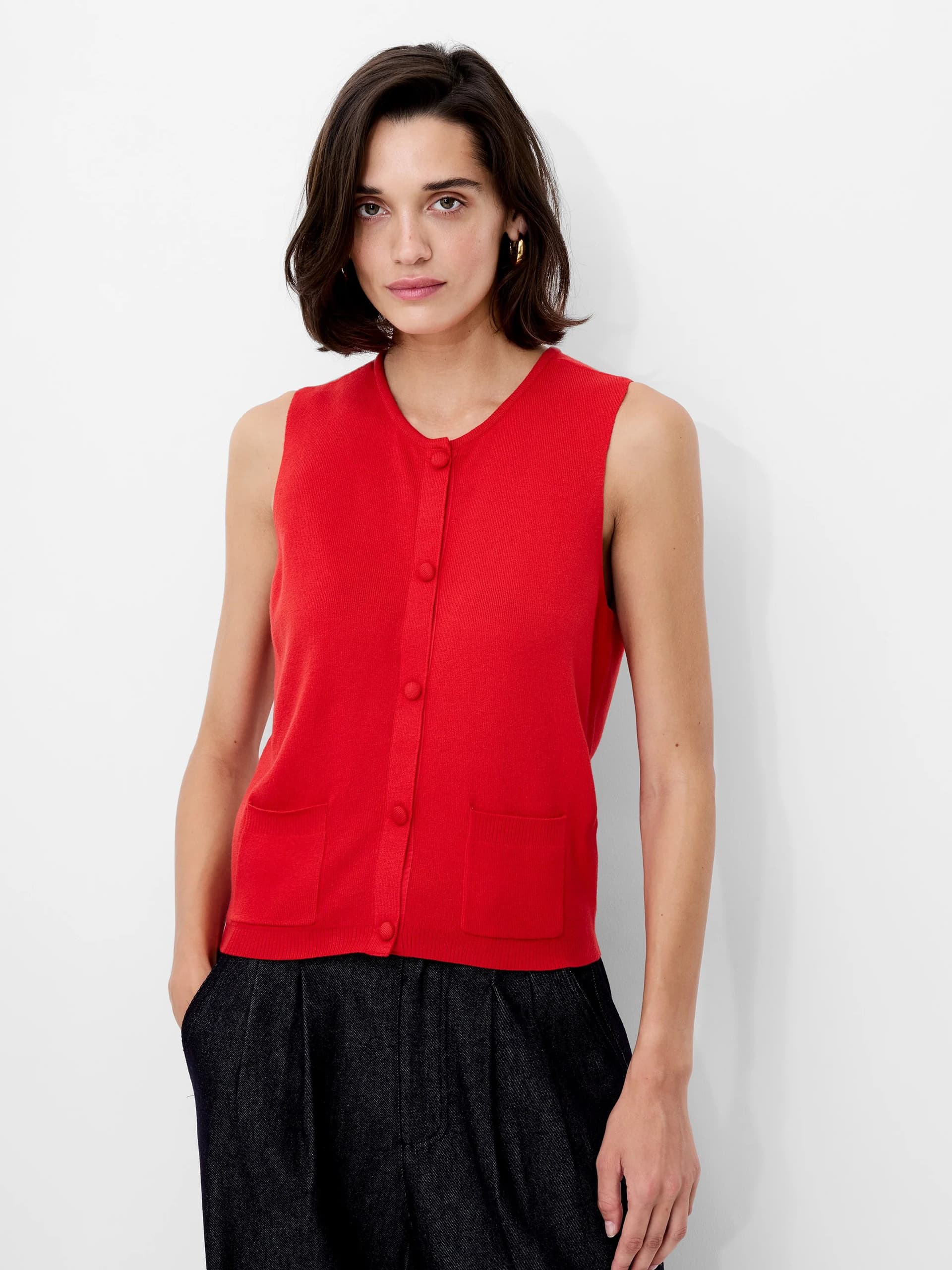 French Connection Cosysoft Knit Vest Mars Red