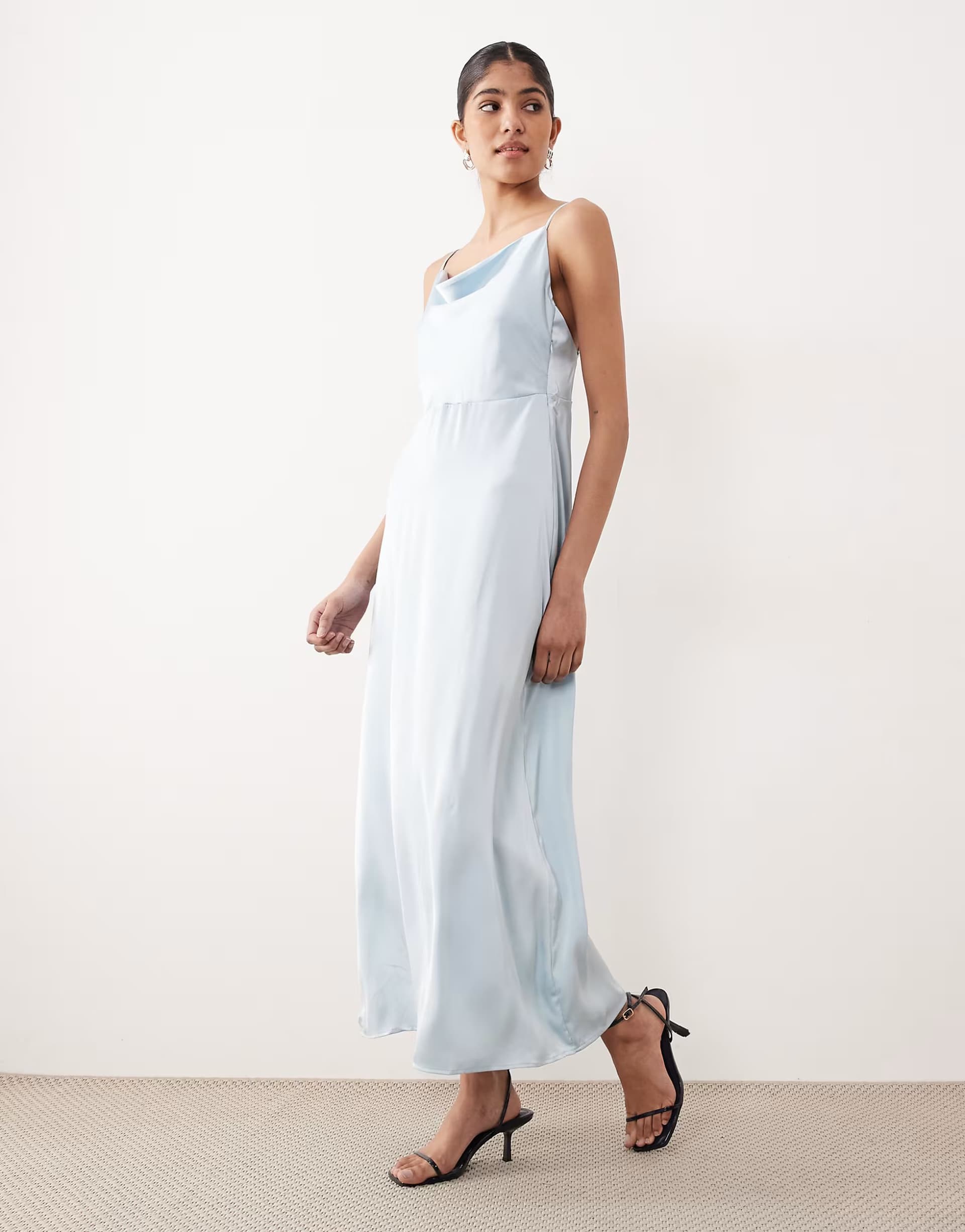 ASOS Vila satin cowl neck maxi dress in light blue