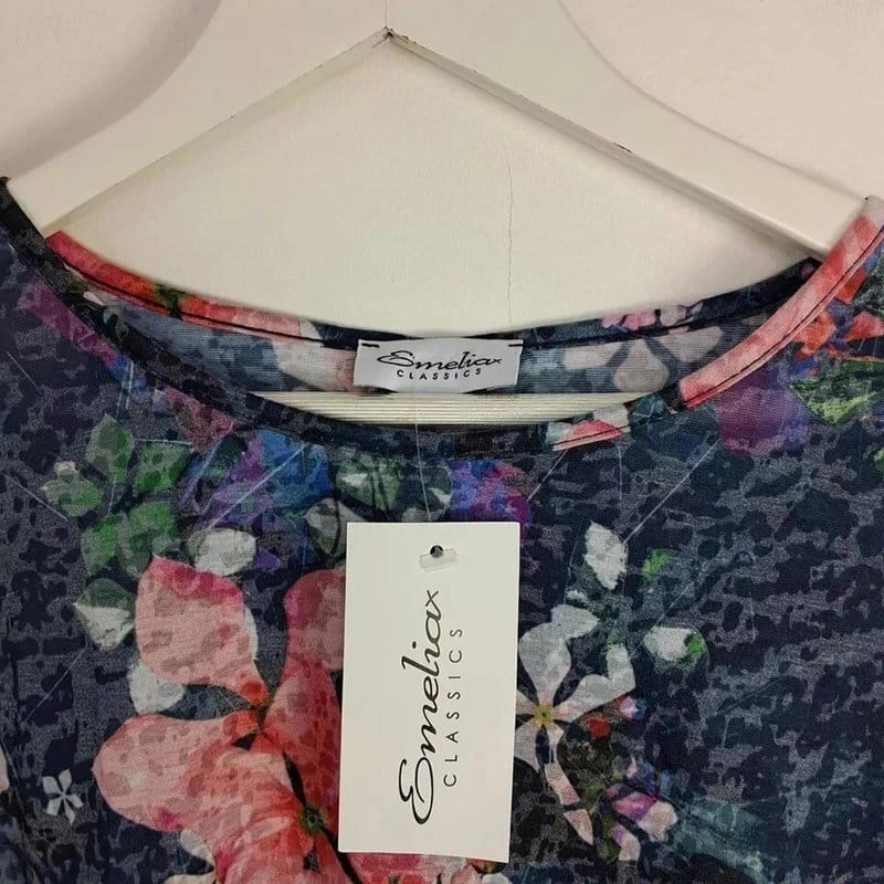 Emelia Navy Pink Floral Boxy Slouchy T-shirt