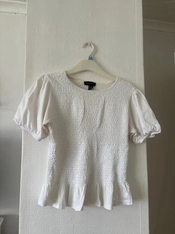 New Look New Look - Women’s Peplum Ruched - White Summer Blouse - Size 12 UK Women’s