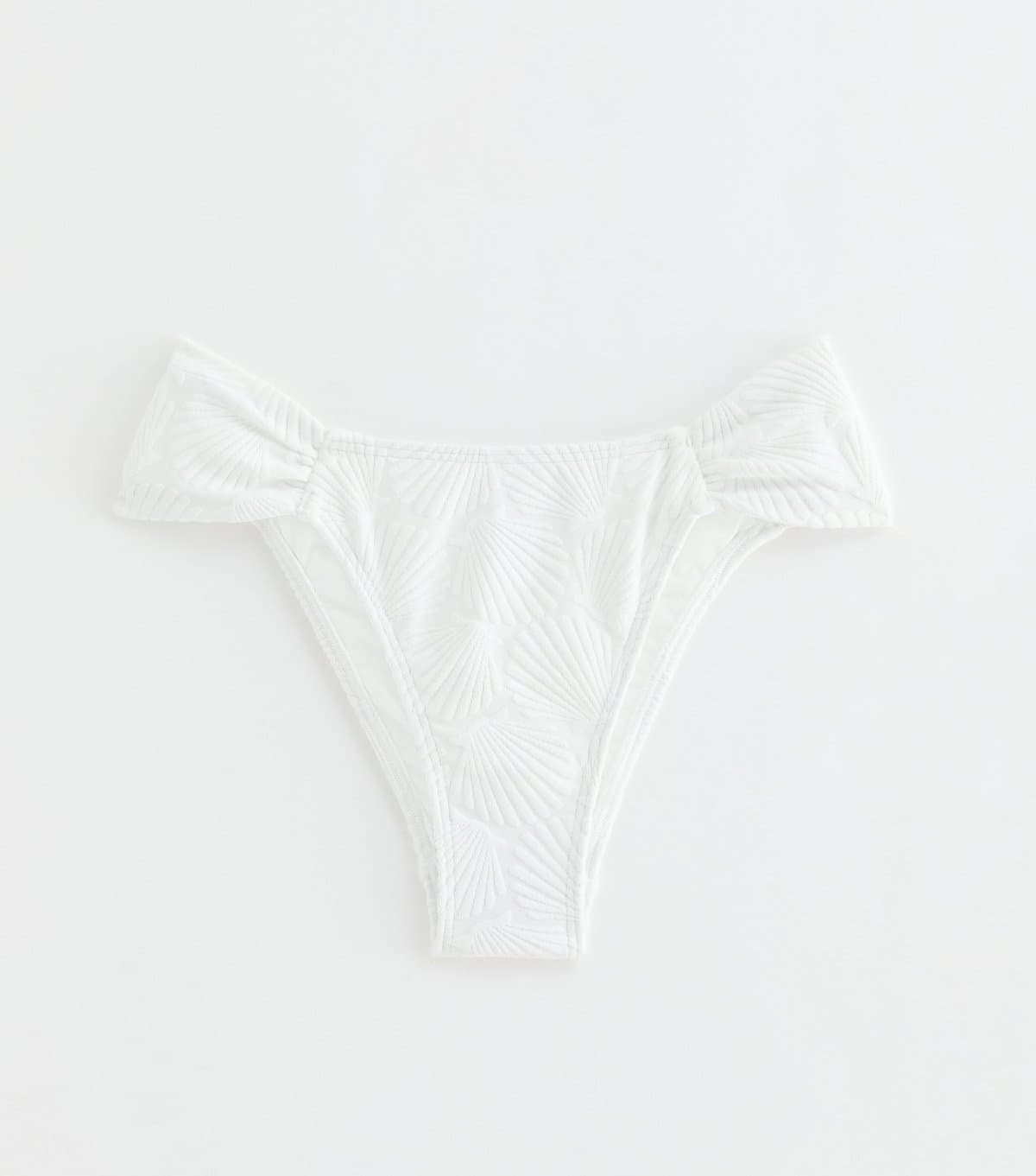 New Look New Look White Shell Jacquard Tanga Bikini Bottoms