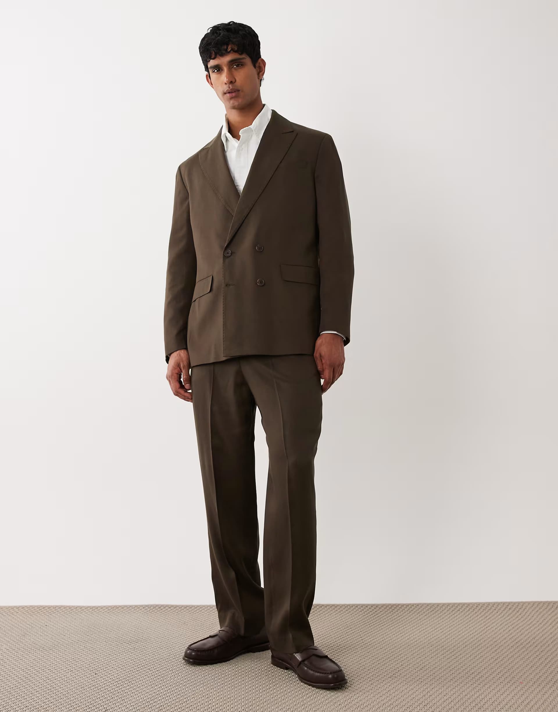 ASOS Selected co-ord regular suit suit in brown