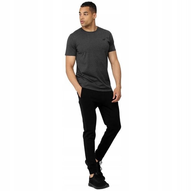 4F 4F Men's H4Z22-TSM352 23M Plain Regular T-Shirt in Black - 3