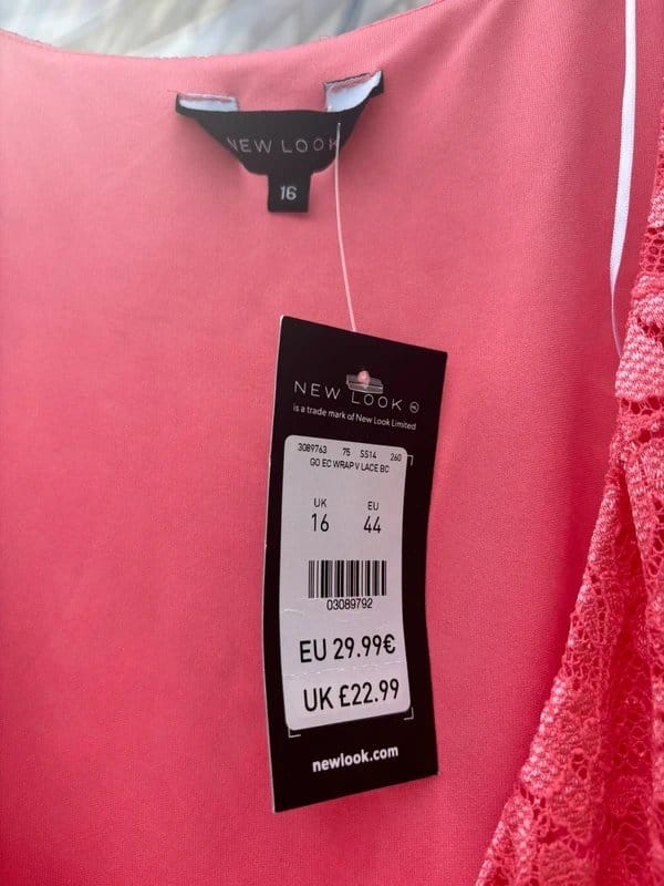 New Look Pink Lace Cocktail Dress, Size 16