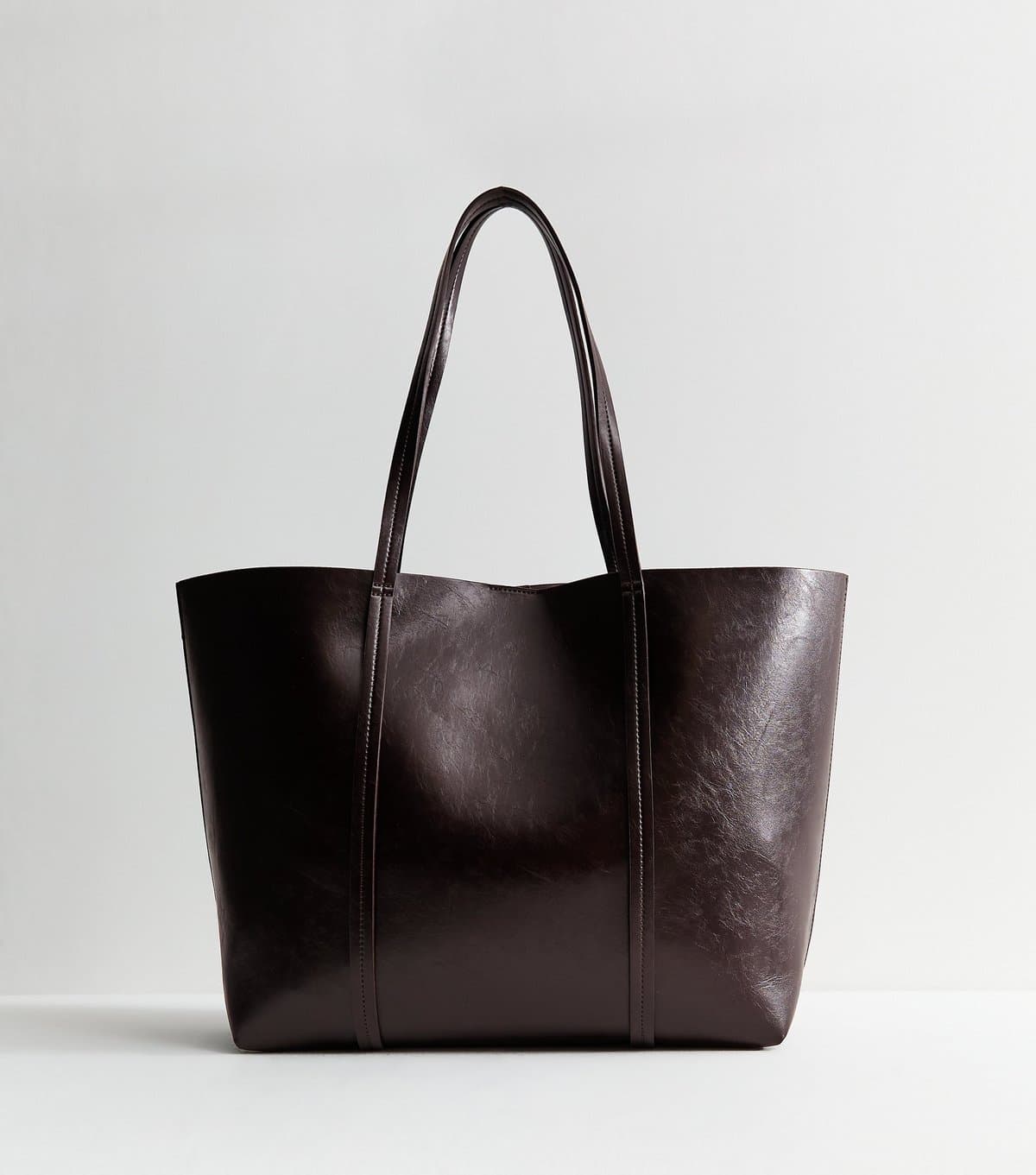 New Look New Look Dark Burgundy Faux Leather Plain Tote Bag
