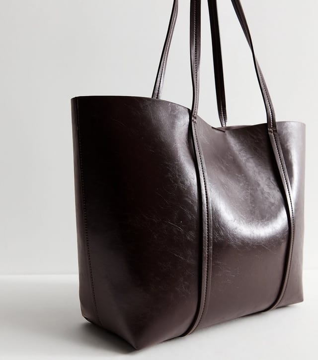 New Look Dark Burgundy Faux Leather Plain Tote Bag New Look - 3