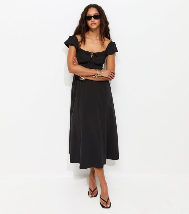 New Look Women's Black Lace Trim Milkmaid Midi Dress New Look - 3