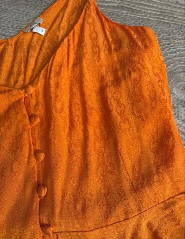 River Island Orange Jacquard Peplum Cami Top