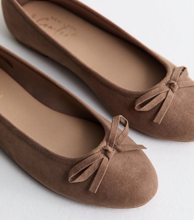 New Look Women's Light Brown Faux Suede Ballet Pumps Vegan New Look - 3