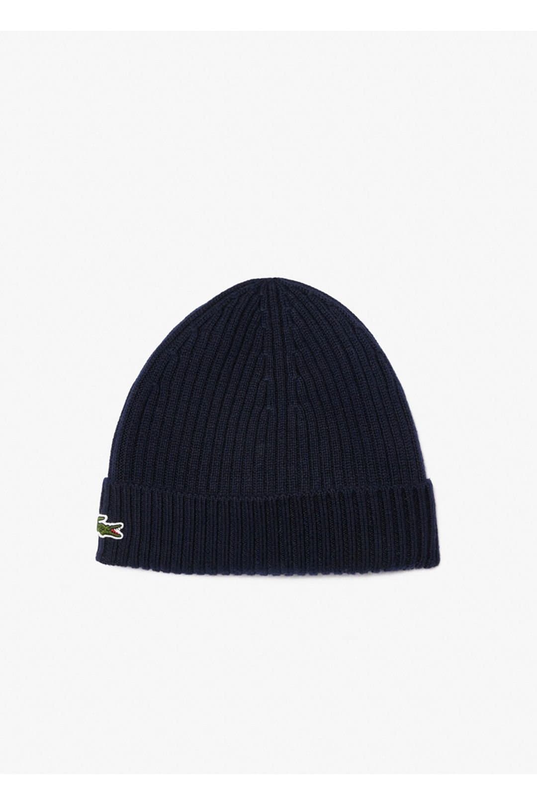 Lacoste Lacoste Men's Rib Knit Brushed Wool Beanie Navy Blue