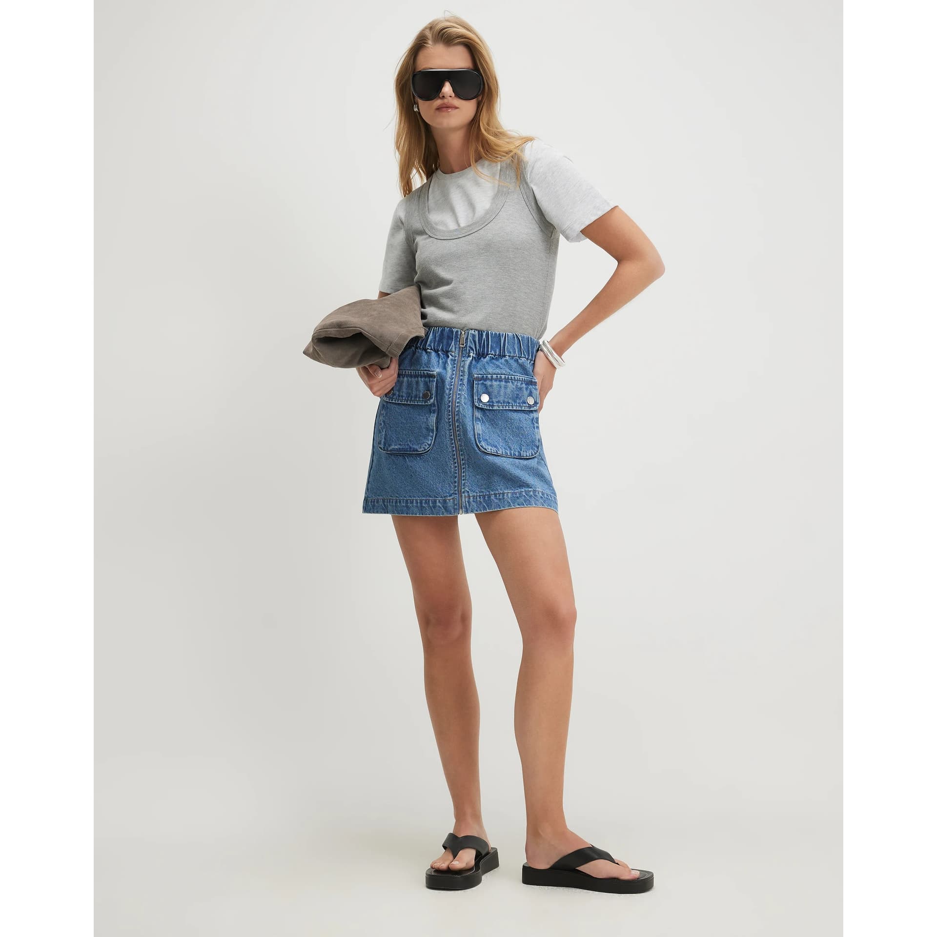 River Island River Island Womens Blue Utility Denim Mini Skirt