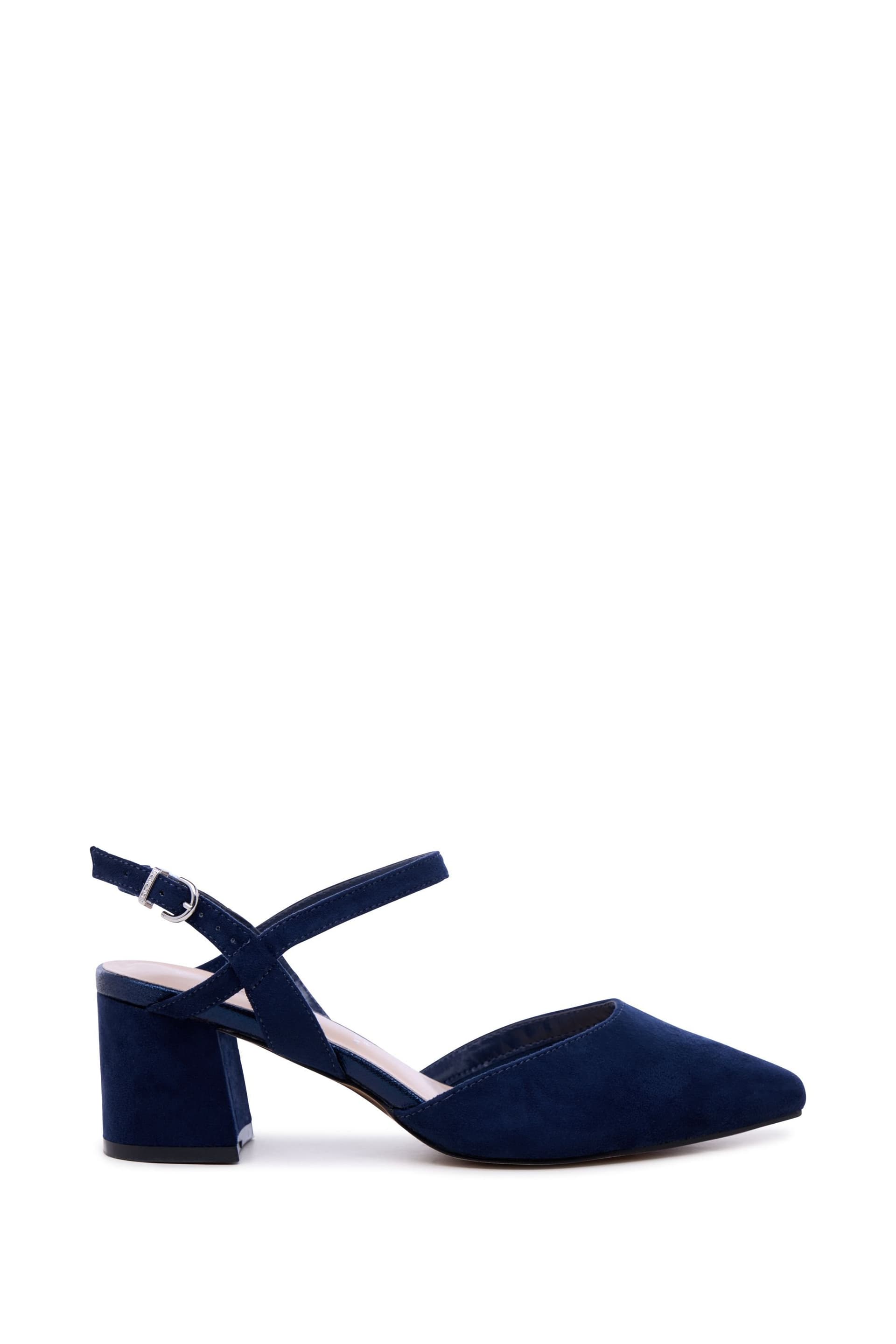 Paradox London Paradox London Women's Gloriette' Wide Fit Block Heel Court Shoes in Navy