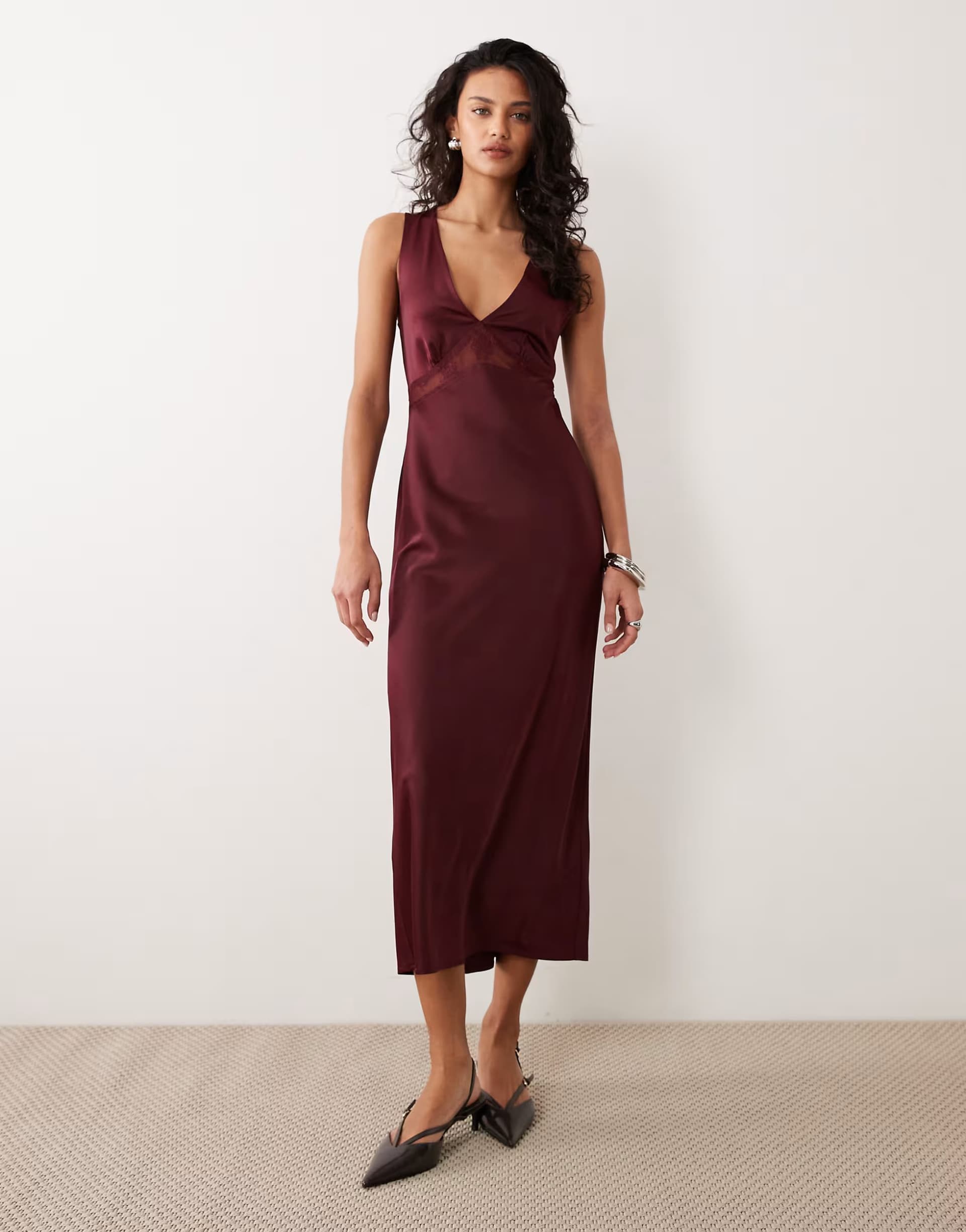ASOS Motel Zarita Midaxi satin dress in Zinfandel