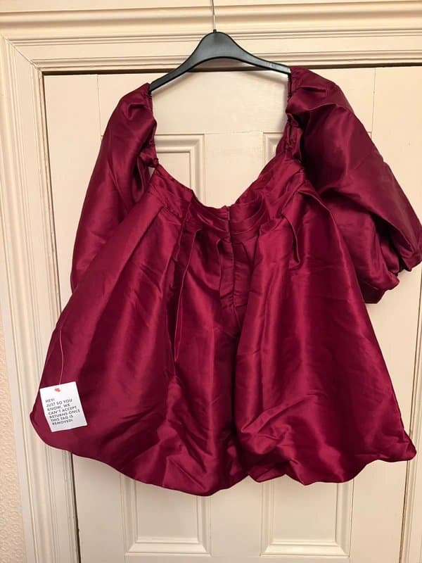 ASOS ASOS Luxe Burgundy Satin Puff Sleeve Top Size 14